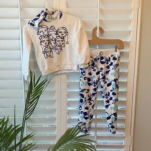 Nordstrom Kids White and Blue Graphic Pajama Set